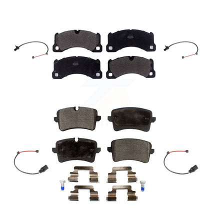 Semi-Metallic Disc Brake Pads And Wear Sensors Front Rear Kit For Porsche Macan