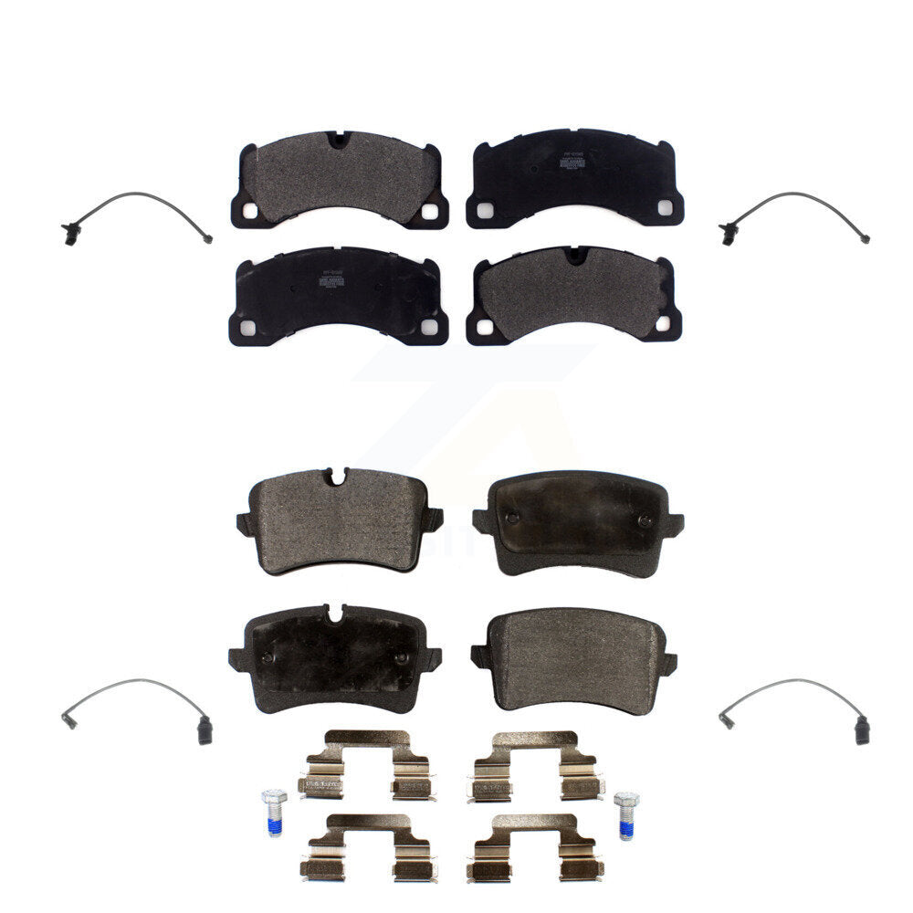 Semi-Metallic Disc Brake Pads And Wear Sensors Front Rear Kit For Porsche Macan