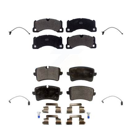 Semi-Metallic Disc Brake Pads And Wear Sensors Front Rear Kit For Porsche Macan