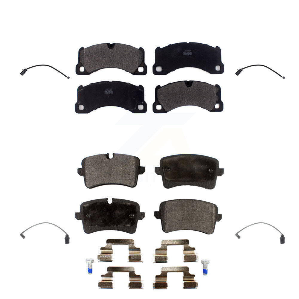 Semi-Metallic Brake Pad & Wear Sensor Front Rear Kit For 2017 Porsche Macan 2.0L