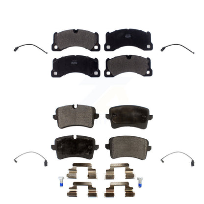 Semi-Metallic Brake Pad & Wear Sensor Front Rear Kit For 2017 Porsche Macan 2.0L