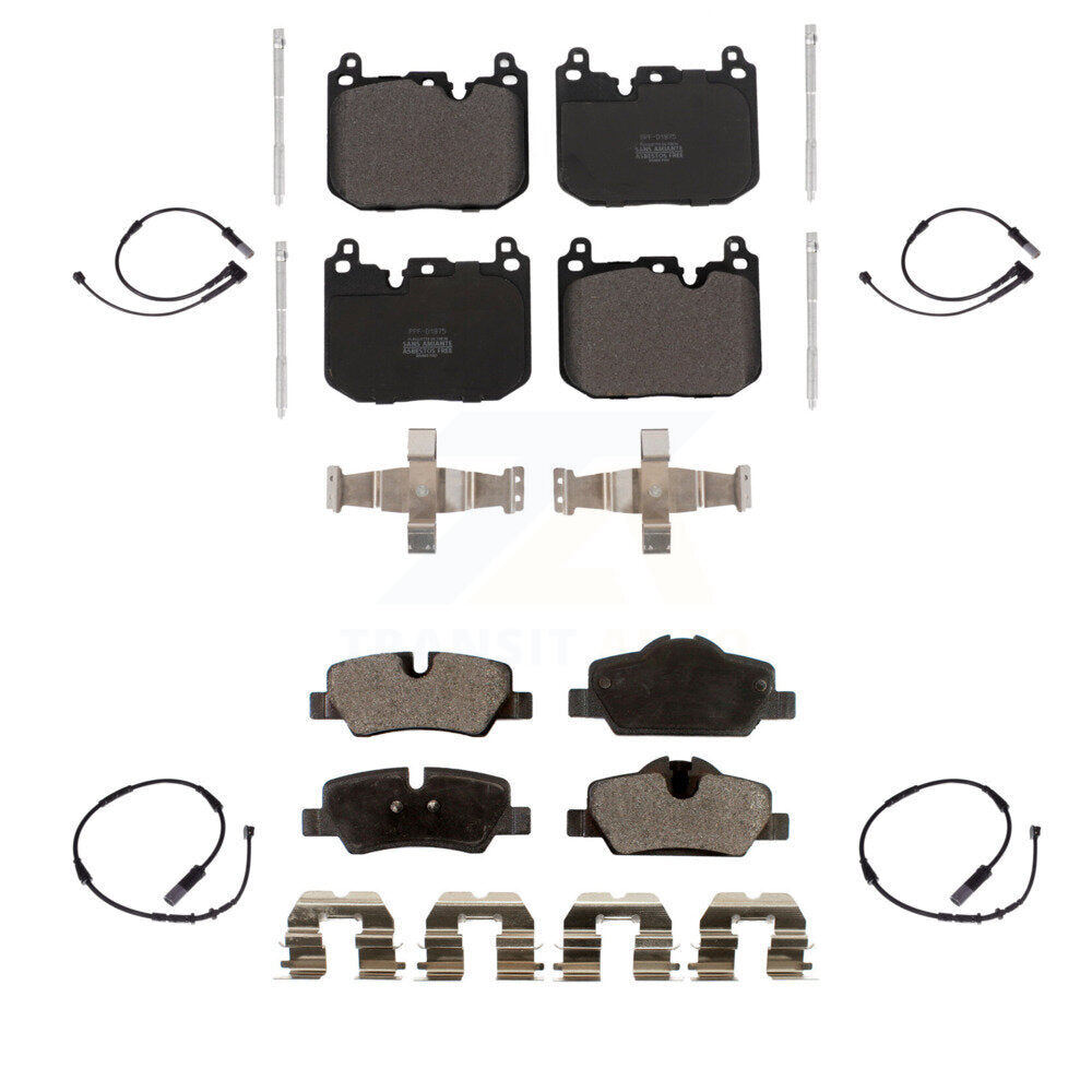 Semi-Metallic Disc Brake Pads And Wear Sensors Front Rear Kit For Mini Cooper