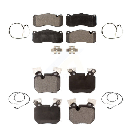Semi-Metallic Brake Pad & Wear Sensor Front Rear Kit For 2008-2010 BMW 135i 3.0L
