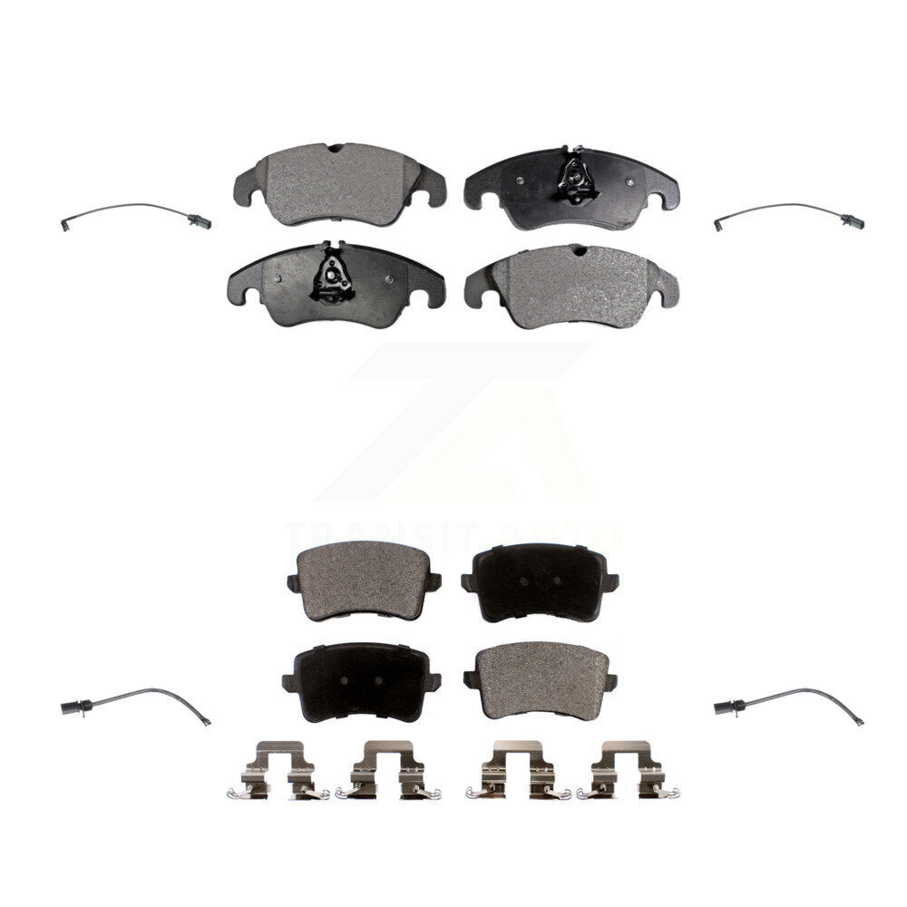 Semi-Metallic Disc Brake Pads And Wear Sensors Front Rear Kit For Audi Q5