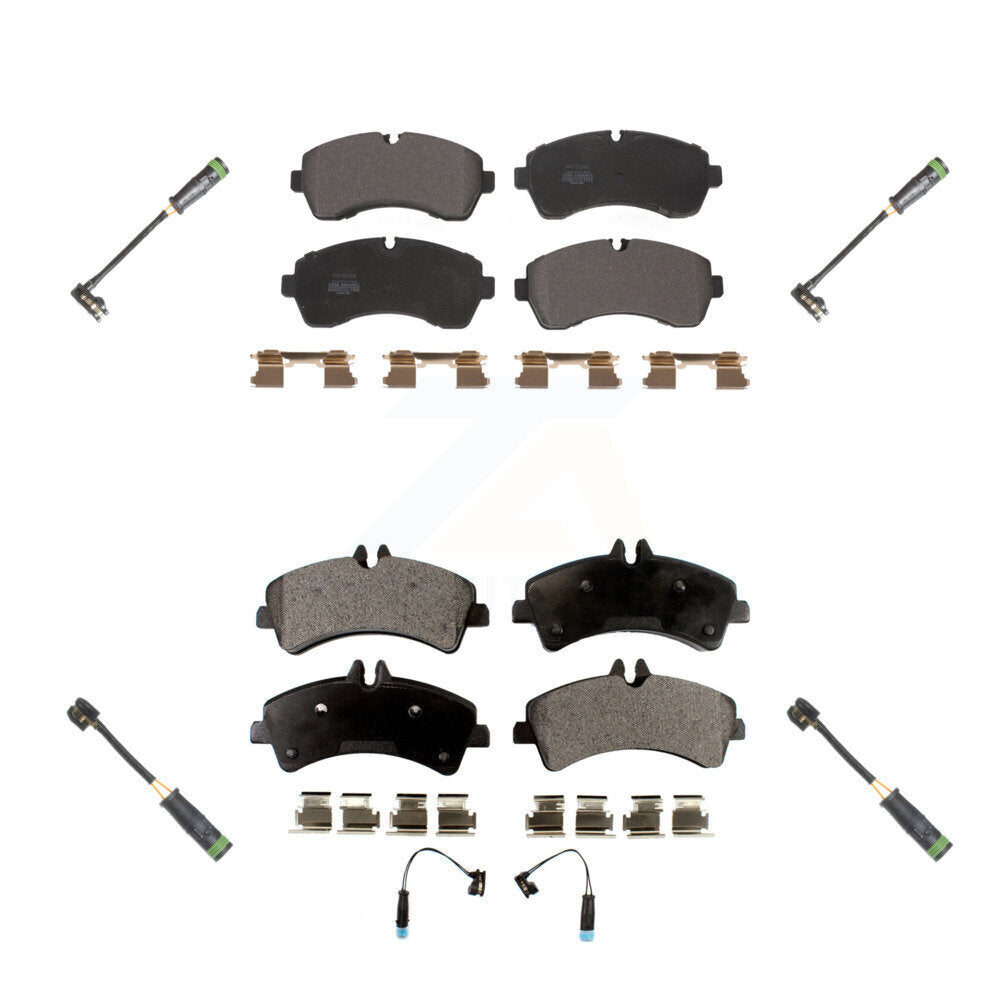 Semi-Metallic Brake Pads Extra Wear Sensor Front Rear Kit For Mercedes-Benz 3500
