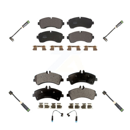 Semi-Metallic Brake Pads Extra Wear Sensor Front Rear Kit For Mercedes-Benz 3500