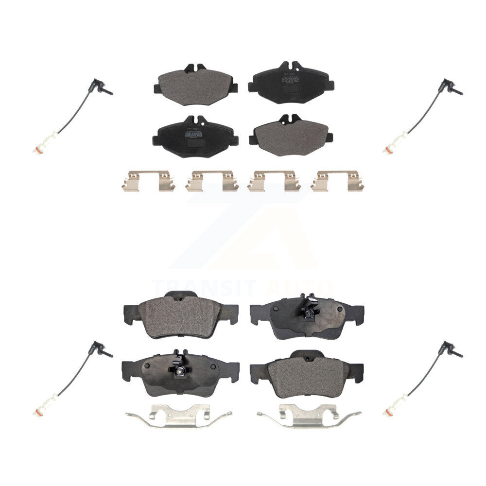 Semi-Metallic Disc Brake Pad & Wear Sensor Front Rear Kit For Mercedes-Benz E320