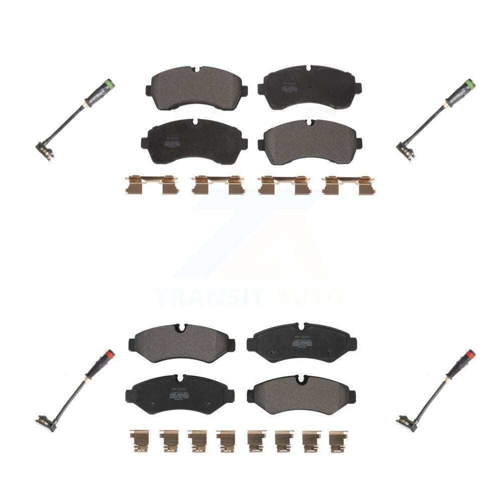 Semi-Metallic Brake Pads & Wear Sensor Front Rear Kit For Mercedes-Benz Sprinter