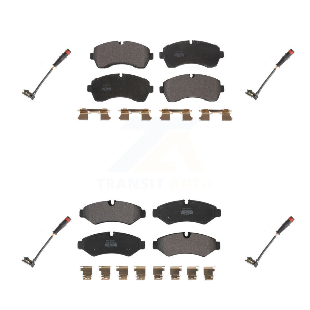 Semi-Metallic Brake Pads & Wear Sensor Front Rear Kit For Mercedes-Benz Sprinter