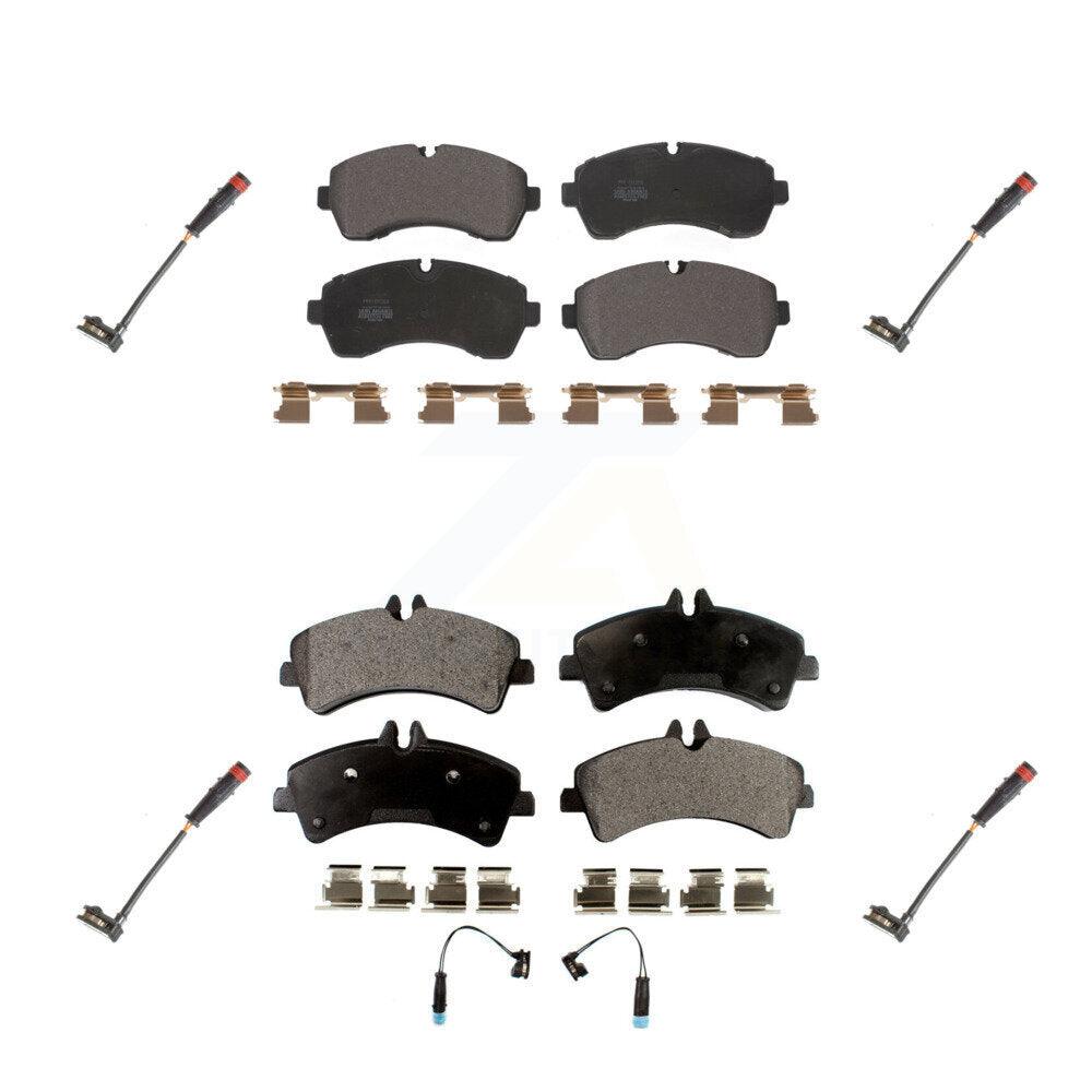 Semi-Metallic Brake Pad Extra Wear Sensor Front Rear Kit For Dodge Sprinter 3500