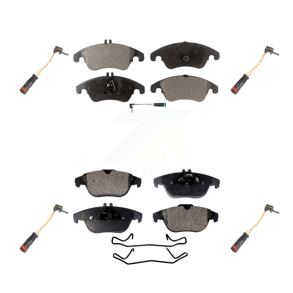 Semi-Metallic Brake Pads Extra Wear Sensor Front Rear Kit For Mercedes-Benz C300