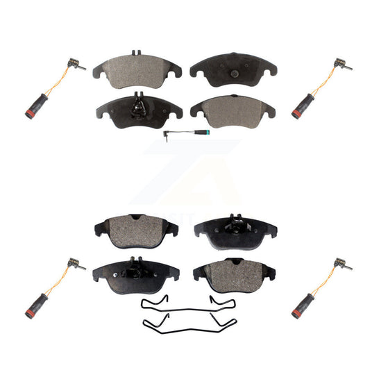 Semi-Metallic Brake Pads Extra Wear Sensor Front Rear Kit For Mercedes-Benz C300