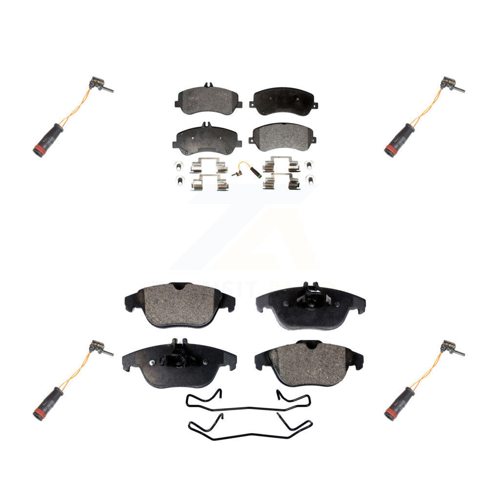 Semi-Metallic Disc Brake Pads Extra Wear Sensor Front Rear Kit For Mercedes-Benz