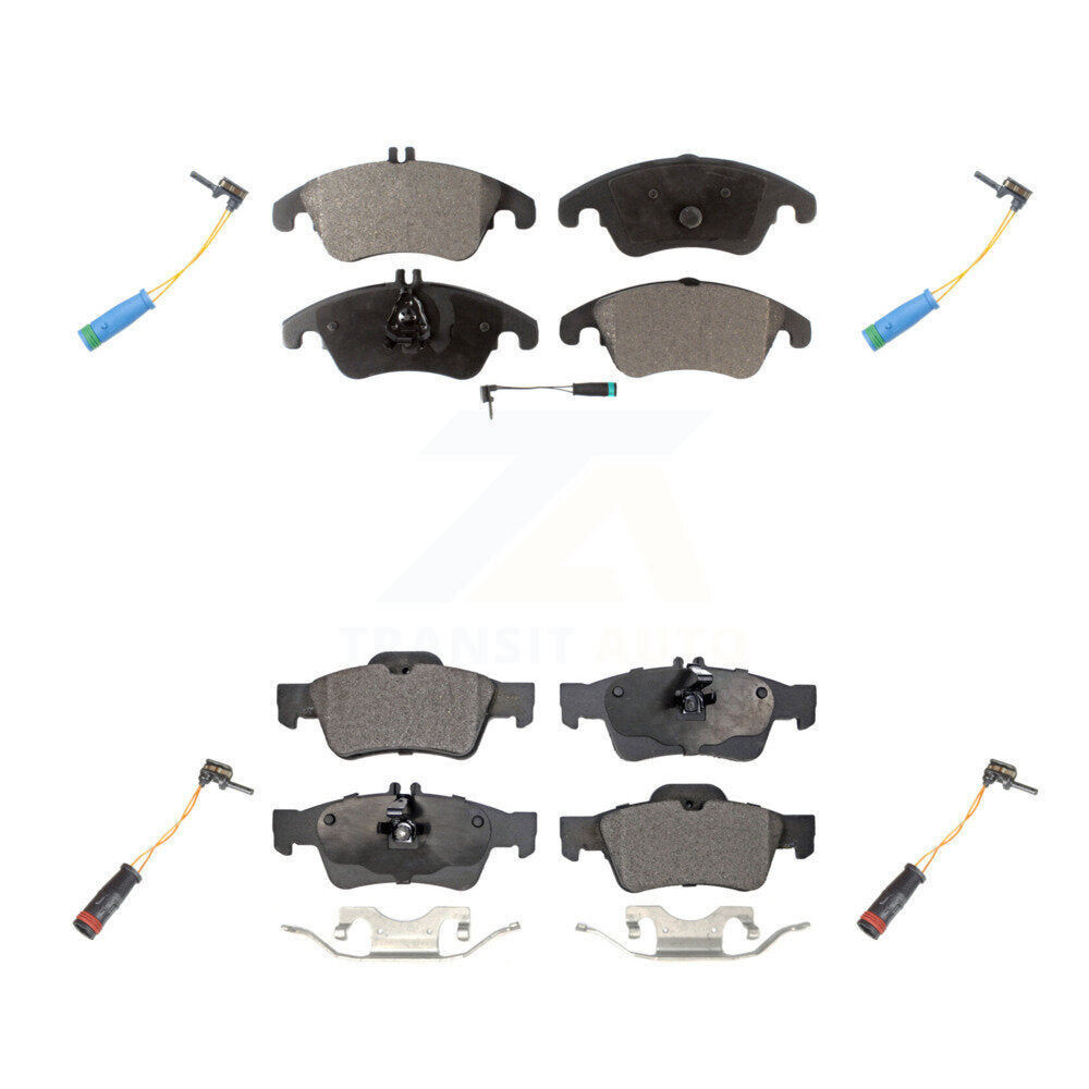 Semi-Metallic Brake Pads Extra Wear Sensor Front Rear Kit For Mercedes-Benz E400