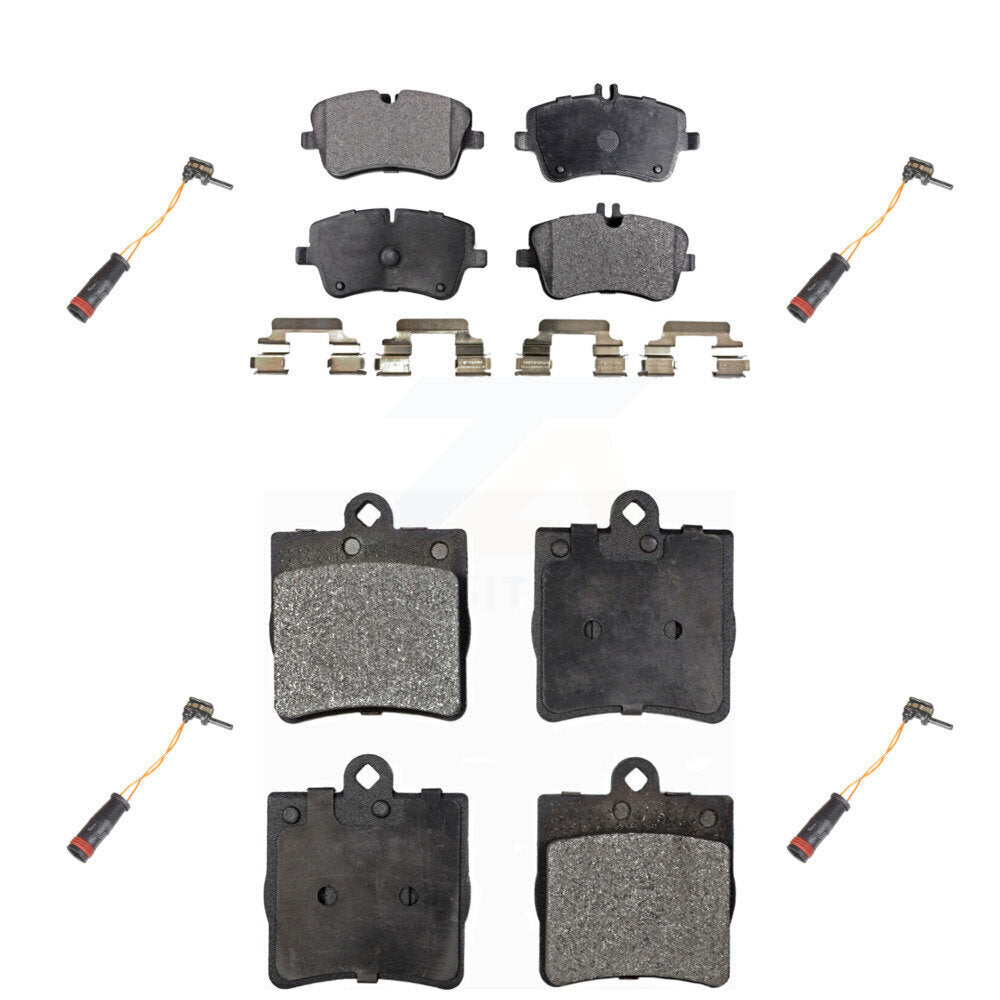 Semi-Metallic Brake Pad & Wear Sensor Front Rear Kit For Mercedes-Benz C230 C240