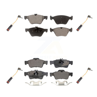 Semi-Metallic Brake Pad & Wear Sensor Front Rear Kit For Mercedes-Benz E350 E300