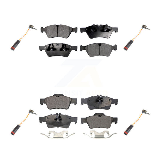 Semi-Metallic Brake Pads & Wear Sensor Front Rear Kit For Mercedes-Benz E350 AWD