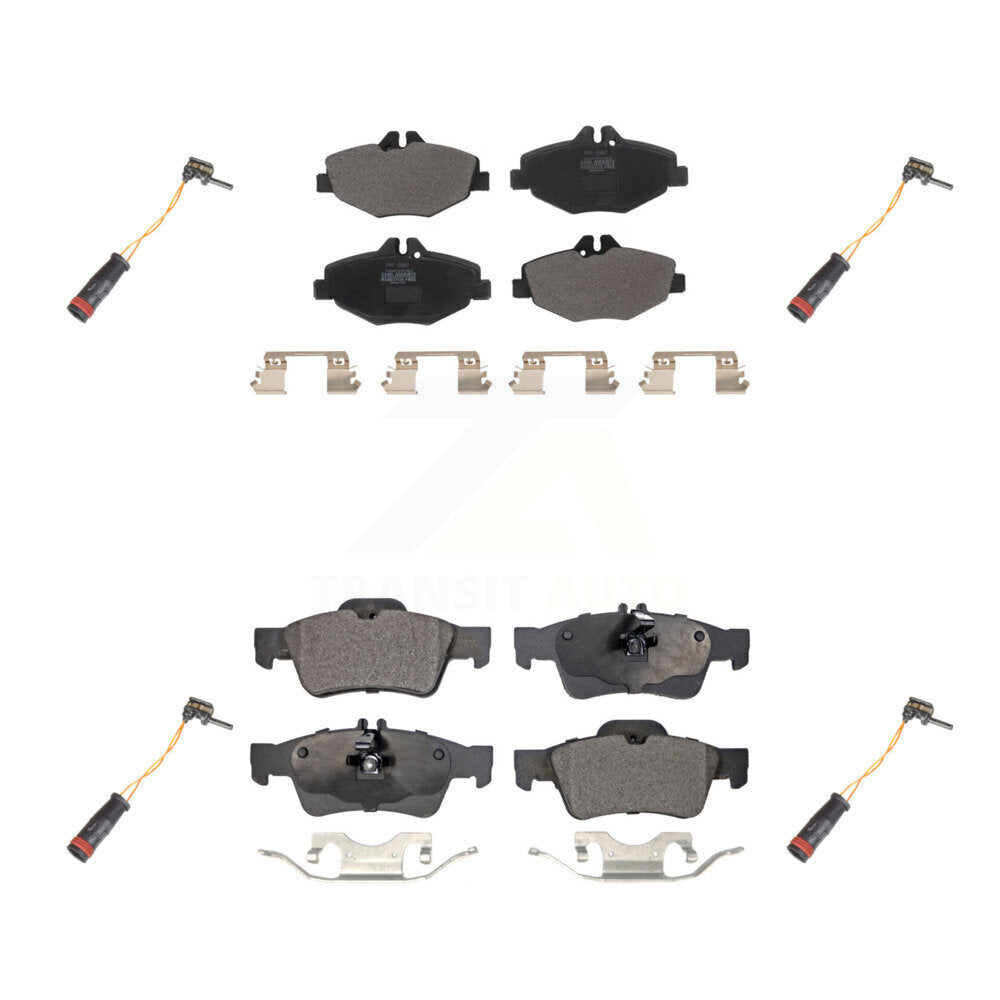 Semi-Metallic Brake Pads & Wear Sensor Front Rear Kit For Mercedes-Benz E350 RWD