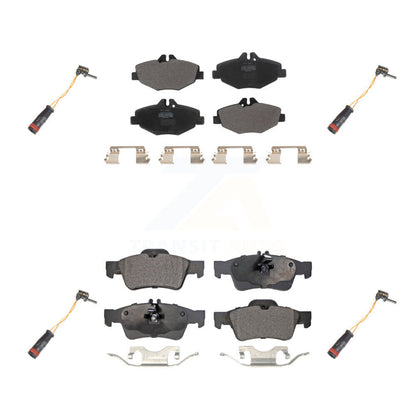 Semi-Metallic Brake Pads & Wear Sensor Front Rear Kit For Mercedes-Benz E350 RWD
