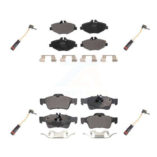 Semi-Metallic Brake Pads & Wear Sensor Front Rear Kit For Mercedes-Benz E350 RWD