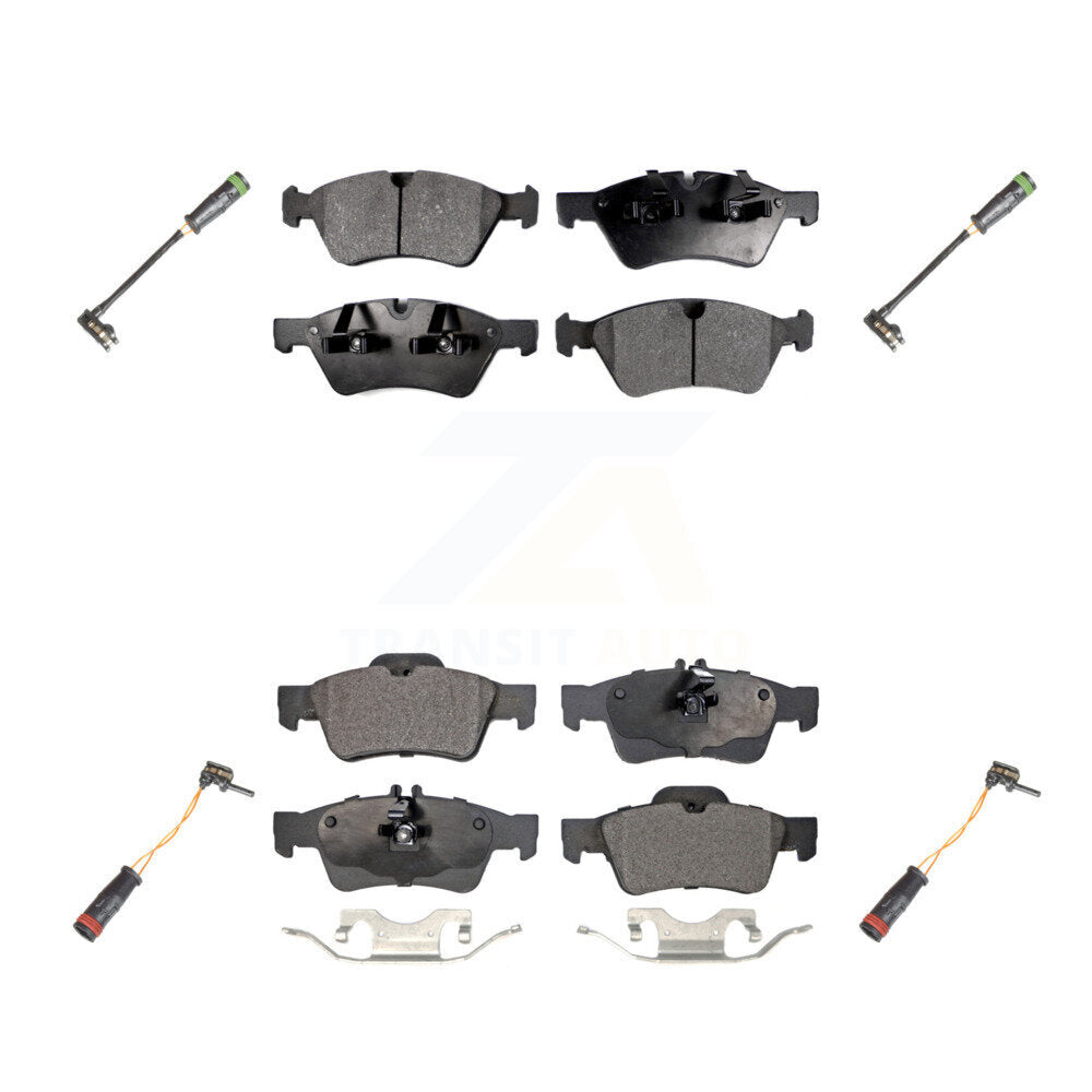 Semi-Metallic Disc Brake Pad & Wear Sensor Front Rear Kit For Mercedes-Benz E550