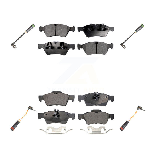 Semi-Metallic Disc Brake Pad & Wear Sensor Front Rear Kit For Mercedes-Benz E550