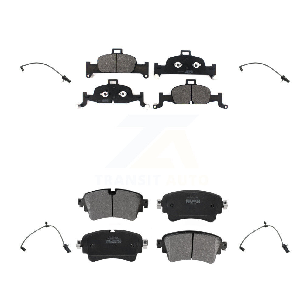 Semi-Metallic Disc Brake Pad & Wear Sensor Front Rear Kit For Audi A4 Quattro A5