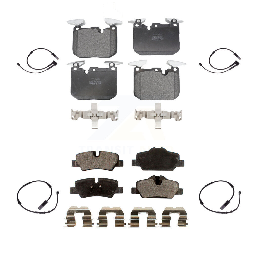 Semi-Metallic Disc Brake Pads And Wear Sensors Front Rear Kit For Mini Cooper