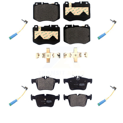 Semi-Metallic Brake Pad & Wear Sensor Front Rear Kit For Mercedes-Benz C300 C400