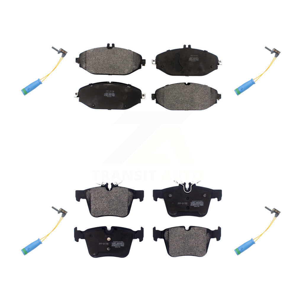 Semi-Metallic Disc Brake Pad & Wear Sensor Front Rear Kit For Mercedes-Benz C300