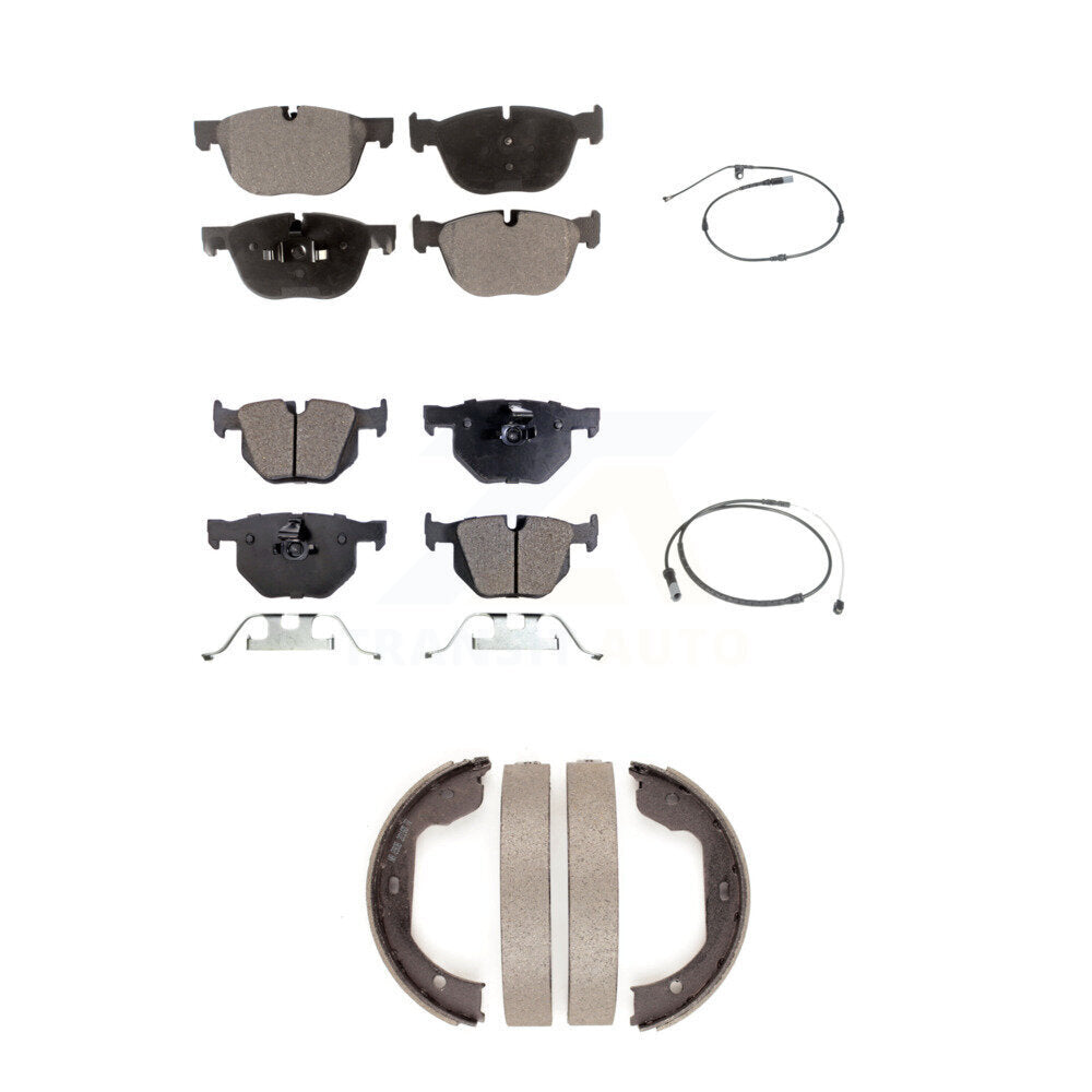 Semi-Metallic Disc Brake Pads And Wear Sensor Front Rear Kit (5Pc) For BMW X5 X6