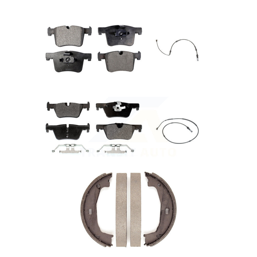 Semi-Metallic Brake Pad And Wear Sensor Front Rear Kit (5Pc) For BMW 320i xDrive