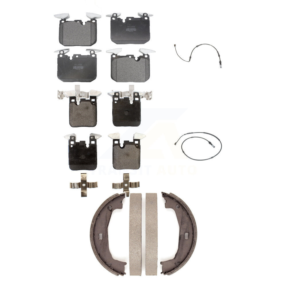 Semi-Metallic Brake Pads & Wear Sensor Front Rear Kit (5Pc) For BMW M240i xDrive