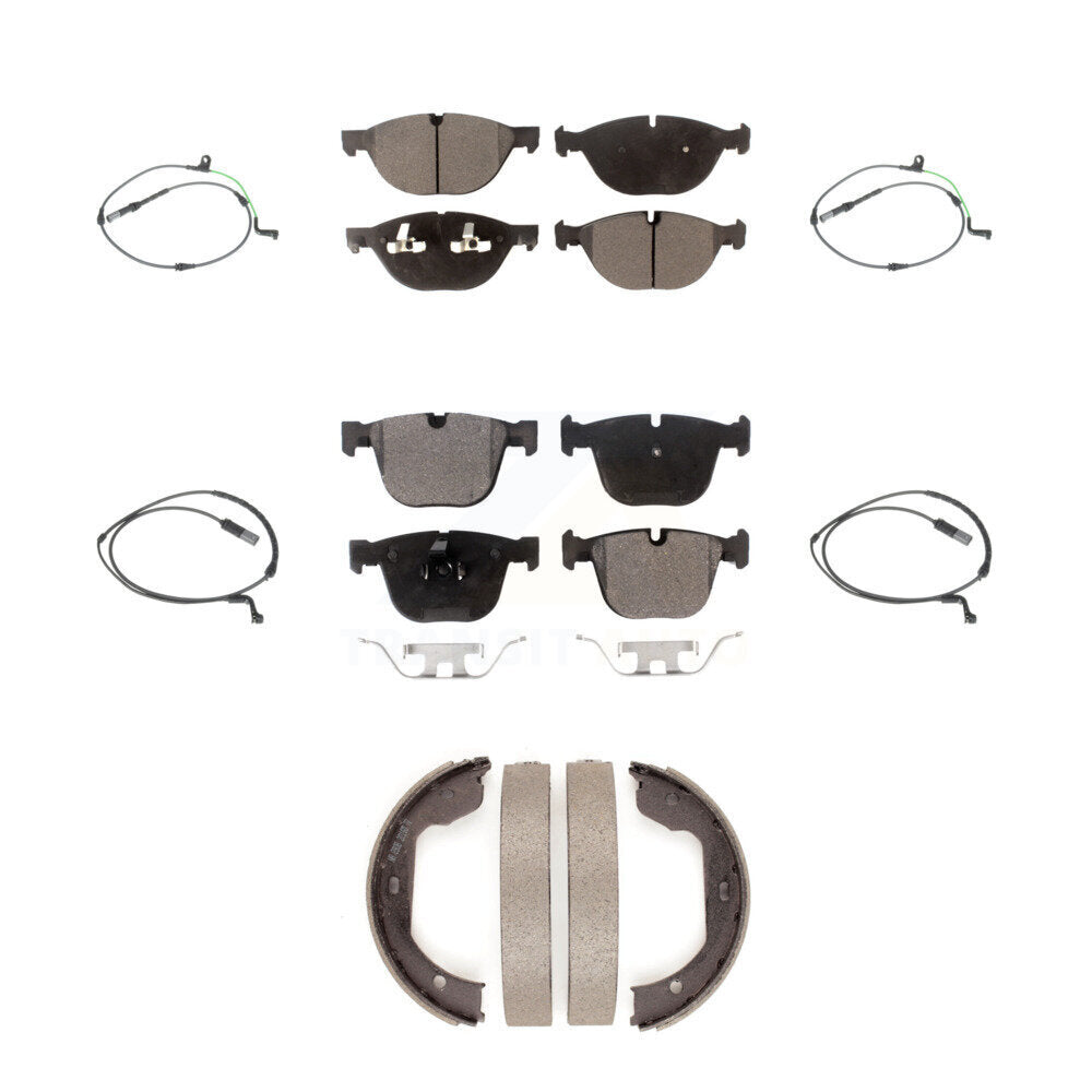 Semi-Metallic Disc Brake Pads And Wear Sensors Front Rear Kit (7Pc) For BMW X6