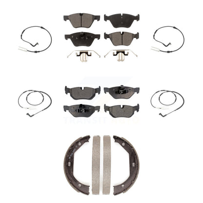 Semi-Metallic Disc Brake Pads And Wear Sensors Front Rear Kit (7Pc) For BMW 328i