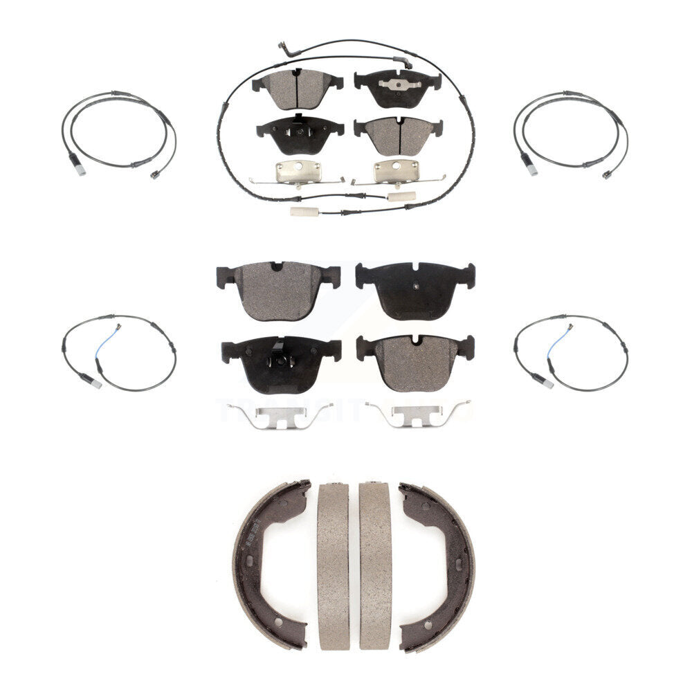 Semi-Metallic Disc Brake Pad Extra Wear Sensor Front Rear Kit (7Pc) For BMW 535i