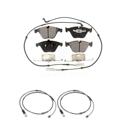 Semi-Metallic Brake Pads Extra Wear Sensor Front Kit For BMW 535i Base with 3.0L