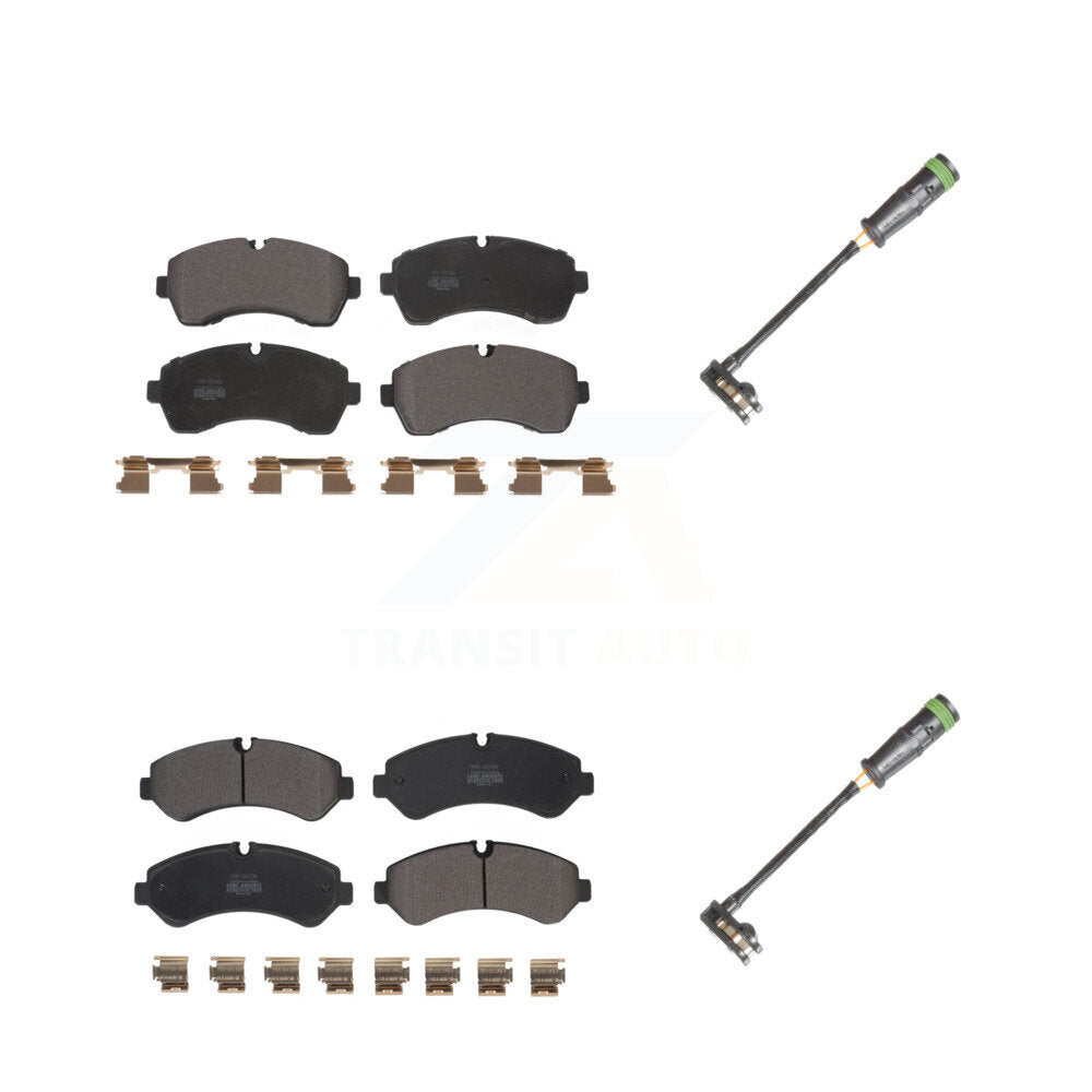 Semi-Metallic Disc Brake Pads And Wear Sensors Front Rear Kit For