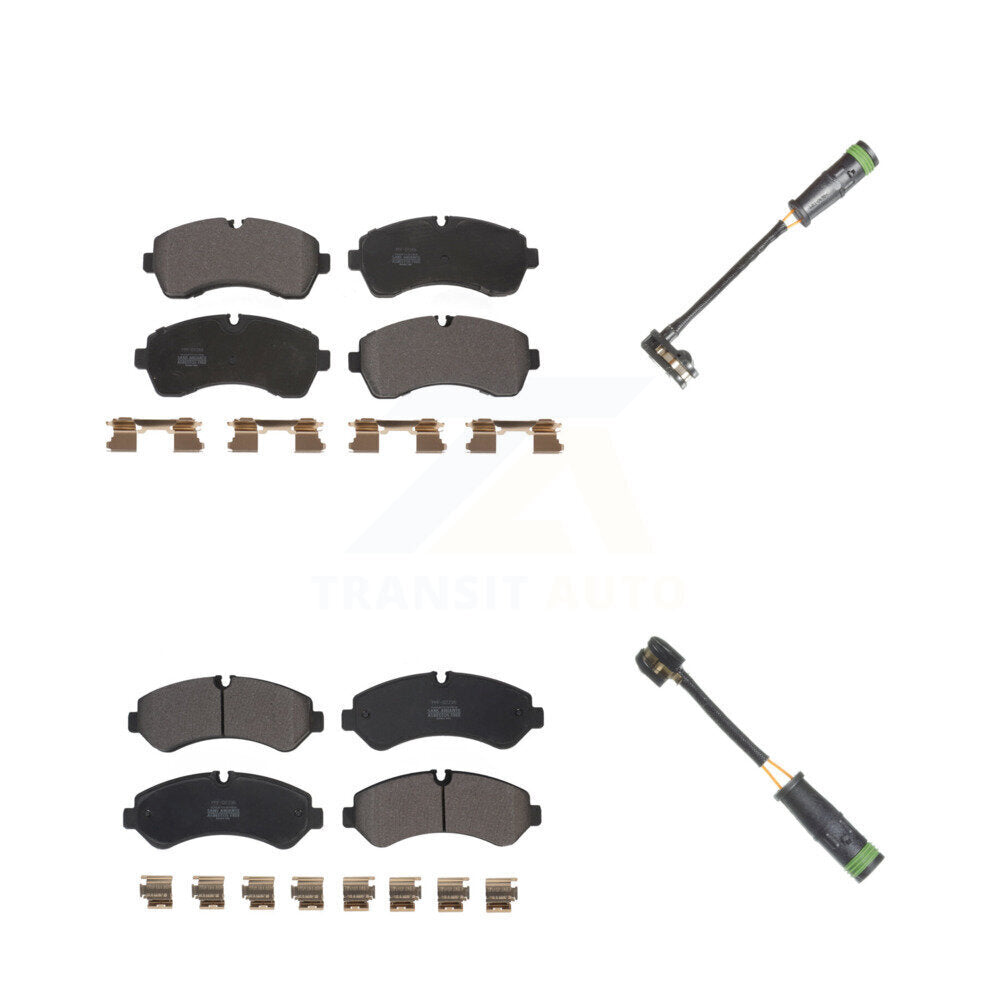 Semi-Metallic Disc Brake Pads And Wear Sensors Front Rear Kit For