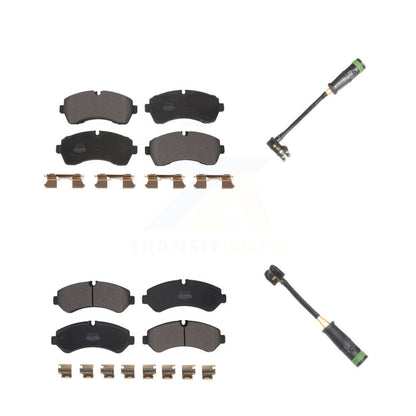 Semi-Metallic Disc Brake Pads And Wear Sensors Front Rear Kit For