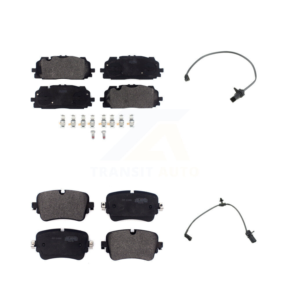 Semi-Metallic Brake Pad And Wear Sensor Front Rear Kit For Audi Q7 Q8 A8 Quattro