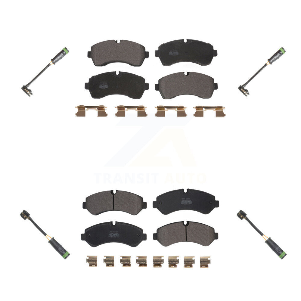 Semi-Metallic Disc Brake Pads And Wear Sensors Front Rear Kit For