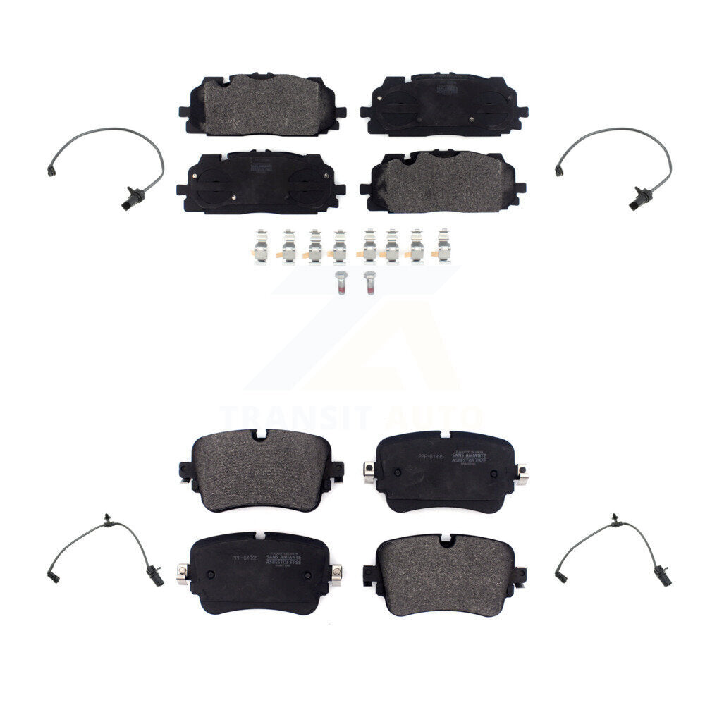 Semi-Metallic Brake Pad And Wear Sensor Front Rear Kit For Audi Q7 Q8 A8 Quattro