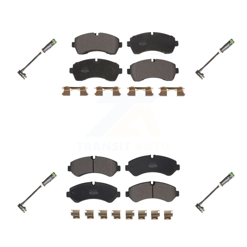 Semi-Metallic Disc Brake Pads And Wear Sensors Front Rear Kit For
