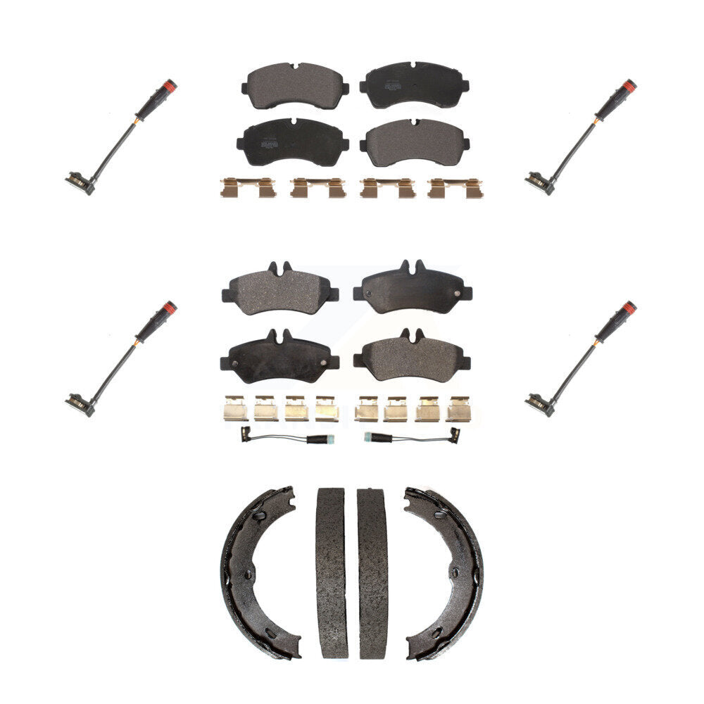 Semi-Metallic Brake Pad Extra Wear Sensor Front Rear Kit For Dodge Sprinter 3500