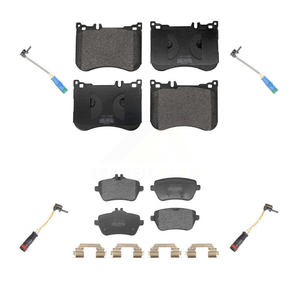 Semi-Metallic Brake Pad & Wear Sensor Front Rear Kit For Mercedes-Benz S550 S560