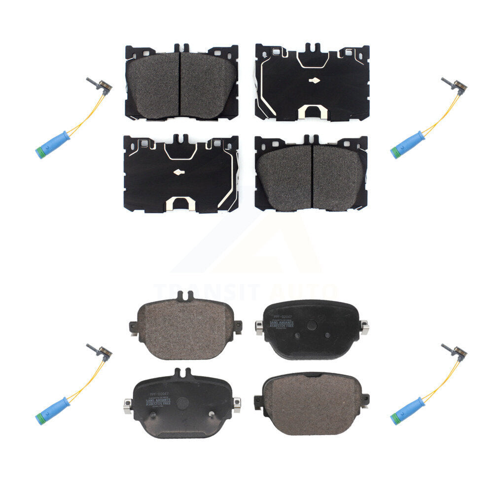 Semi-Metallic Brake Pad & Wear Sensor Front Rear Kit For Mercedes-Benz E400 E450