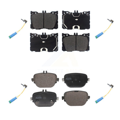 Semi-Metallic Brake Pad & Wear Sensor Front Rear Kit For Mercedes-Benz E400 E450