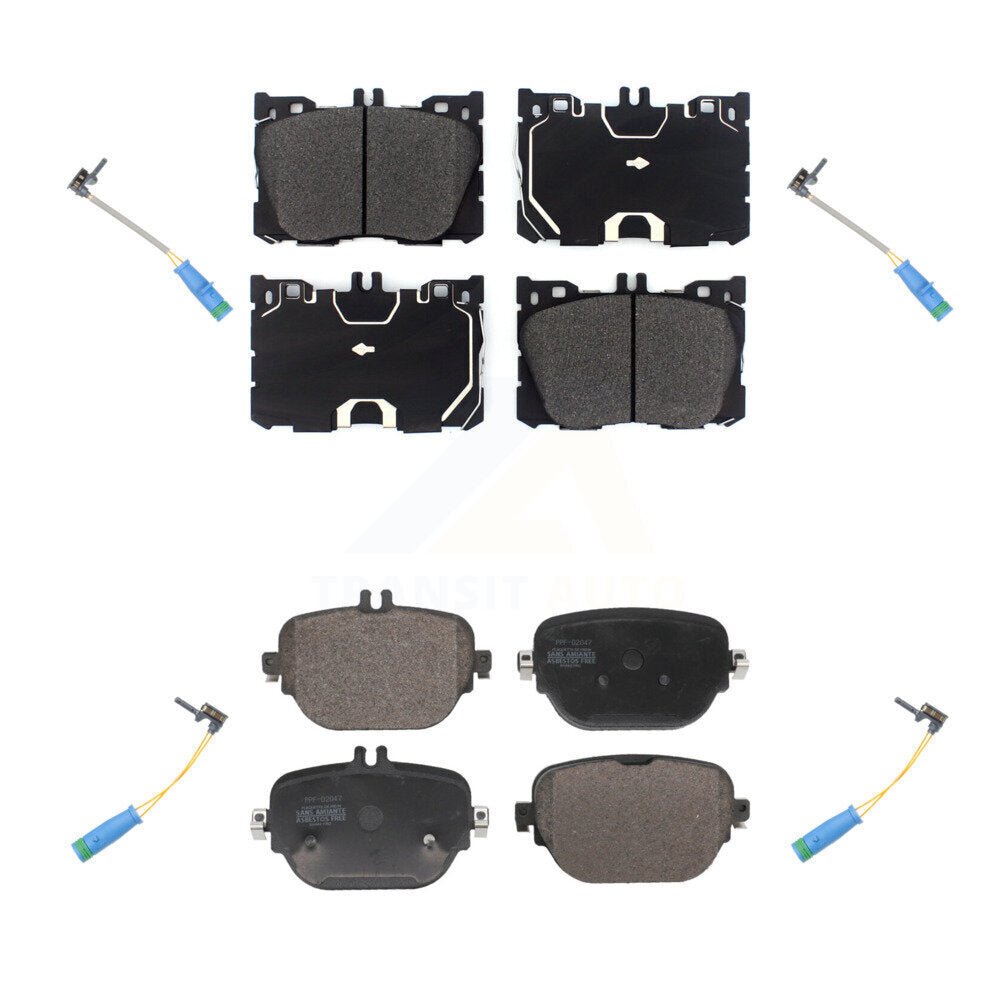 Semi-Metallic Brake Pad And Wear Sensor Front Rear Kit For Mercedes-Benz E53 AMG