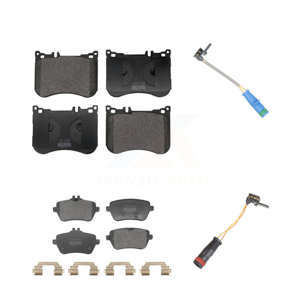 Semi-Metallic Brake Pad & Wear Sensor Front Rear Kit For Mercedes-Benz S550 S560